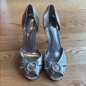Aldo Metallic Open Toe Pumps